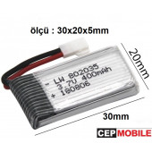Drone - Helikopter Pili 3.7v 400mah Şarjlı Li-polimer Batarya - 1