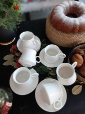 Porselen Beyaz  Çay Fincan Takımı , Büyük Boy Nescafe Fincan Seti - 1