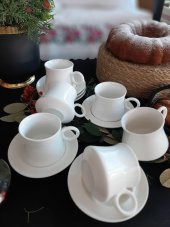 Porselen Beyaz  Çay Fincan Takımı , Büyük Boy Nescafe Fincan Seti - 6
