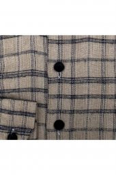 SÜVARİ Slim Fit Desenli Flanel Uzun Bej Erkek Gömlek - 2