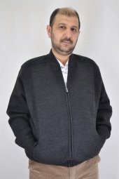 Erkek Gri Hakim Yaka Omuz Astarlı Hırka - 1