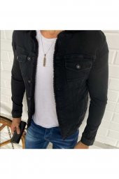 Erkek Siyah Içi Kürklü Kot Mont - 2