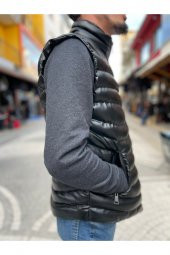 BLUES MODA SUNİ DERİ DOLUM ŞİŞME YELEK - 3