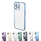 İphone 11 Darbe Emici Şeffaf Kenarları Renkli Sert Lazer Lensli Kılıf thumbnail 8