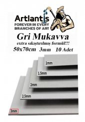 Mukavva Gri 3 mm 50x70 cm 10 Adet Sert Karton Ekstra Sıkıştırılmış 50*70 Mukavva Gri Renkli 10 Adet - 1