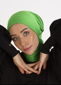 Yeşil Nakışlı Deniz Tesettür Bone - 1