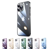 İphone 14 Pro Darbe Emici Şeffaf Kenarları Renkli Sert Lazer Lensli Kılıf thumbnail 7