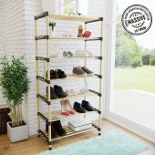 SEOWOOD AHŞAP 7 KATLI AYAKKABILIK ÇOK AMAÇLI MODÜLER RAF  57 CM GENİŞLİK - 1