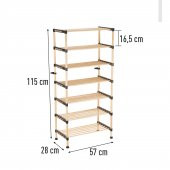 SEOWOOD AHŞAP 7 KATLI AYAKKABILIK ÇOK AMAÇLI MODÜLER RAF  57 CM GENİŞLİK - 3