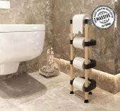SEOWOOD AHŞAP TUVALET KAĞITLIĞI 4 KAT RULO STANDLI 17 CM GENİŞLİK - 1