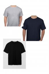 Blues Pamuk Likra Yarı Oversize Fit Yuvarlak Yaka T-Shirt 3lü - 1