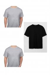 Blues Pamuk Likra Yarı Oversize Fit Yuvarlak Yaka T-Shirt 3lü - 6