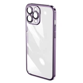 İphone 14 Darbe Emici Şeffaf Kenarları Renkli Sert Lazer Lensli Kılıf thumbnail 5