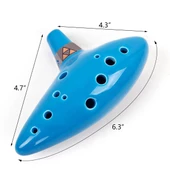Valkyrie Ocarina 12 Delik Ocarina Seramik Alto C Ocarina Flüt Mavi Ocarina Sualtı Müzik Nefesli Enstrüman Mavi - 5