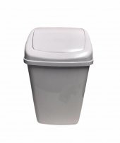 Polytime Sallanır Kapak Ofis Banyo Mutfak Bahçe Çöp Kutusu Kovası - 10 Litre / Beyaz - 37x24x19 Cm. - 1
