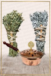 Bakır Tütsülük Tava No:2 Demet Üzerlik Ve Adaçayı Tütsüsü - 1