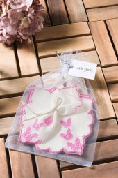 KELEBEK NAKIŞLI KOKTEYL PEÇETESİ PEMBE - 2