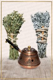 Bakır Tütsülük Tava No:9 Demet Üzerlik Ve Adaçayı Tütsüsü - 1