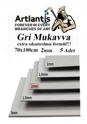 Mukavva Gri 2 mm 70x100 cm 5 Adet Sert Karton Ekstra Sıkıştırılmış 70*100 Mukavva Gri Renkli 5 Adet - 1