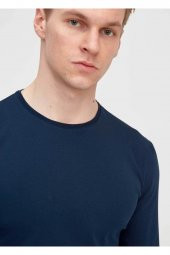 Erkek Lacivert Bisiklet Yaka Battal Sweatshirt - 4