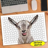 Dil Çıkaran Keçi 240 Parça Puzzle Yapboz Tablo-104562196 - 1