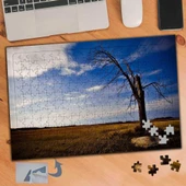 Kurumuş Ağaç ve Boş Arazi 240 Parça Puzzle Yapboz Tablo-567 - 1
