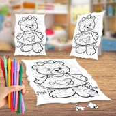 Sevgi Dolu Ayıcık Boyama Puzzle Tablo Çocuk Eğitici Yapboz - 1