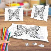Desenli Kelebek Boyama Puzzle Tablo Çocuk Eğitici Yapboz - 1