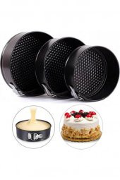 Teflon 3lü Yuvarlak Kelepçeli Kek Kalıbı Takımı Seti - 1