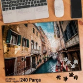 Asil Hobi Venedik Su Kanalı -Evler -Kayık -Manzara Yapboz -Ayak Destekli Çerçeveli 240 Parça Puzzle - 1
