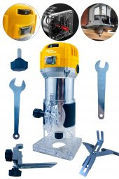 Lieber German Teknoloji 1200 Watt Devir Ayarlı 6 Mm Tam Profesyonel Traşlama Formika Freze Makinesi  Aparat Seti - 1