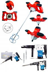 Lieber German 2400 Wt 35 Joule Elektropnömatik Metal Çantalı 7 kg Kırıcı  1800 Wt Harç Karıştırıcı Mikser - 1