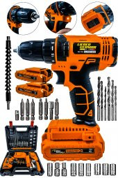Lieber German 12 V 1.5 Ah Lokma Setli Çift Metal Şanzuman Bakır Sargılı Motor Şarjlı Çift Akülü Vidalama Matkap - 1
