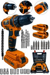 Lieber German 12 V 1.5 Ah Lokma Setli Çift Metal Şanzuman Bakır Sargılı Motor Şarjlı Çift Akülü Vidalama Matkap - 2