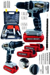 Lieber German Swk-128 Darbeli 12 Volt 1.5 Amper Metal Şanzuman Çift Akülü Profesyonel Şarjlı Vidalama Matkap - 1