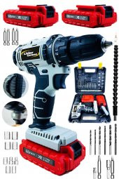 Lieber German Swk-128 Darbeli 12 Volt 1.5 Amper Metal Şanzuman Çift Akülü Profesyonel Şarjlı Vidalama Matkap - 2
