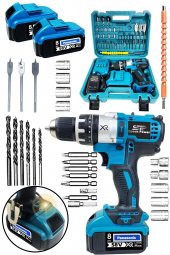 Spech Power 14.4 V 2 ah Bakır Sargı Metal Şanzuman 30 Parça Multi Set Hediyeli Çift Akülü Darbeli Matkap - 1