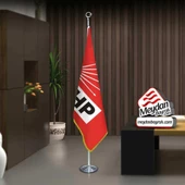 Cumhuriyet Halk Partisi CHP Bayrak -Ofis -Makam-Toplantı Odaları -Direkli -Saçaklı Makam Bayrağı - 1