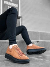 BA0547 BOA Kalın Yüksek Taban Taba Siyah Süet Bağcıklı Spor Erkek Ayakkabı thumbnail 1