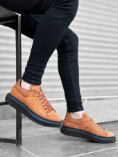 BA0547 BOA Kalın Yüksek Taban Taba Siyah Süet Bağcıklı Spor Erkek Ayakkabı thumbnail 3