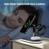 Coofbe 15W 4in1 Gece Lambalı Magsafe Kablosuz Şarj Standı, İphone, Apple watch ve Airpods Pro/2 Şarj - 2