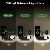 Coofbe 15W 4in1 Gece Lambalı Magsafe Kablosuz Şarj Standı, İphone, Apple watch ve Airpods Pro/2 Şarj - 3