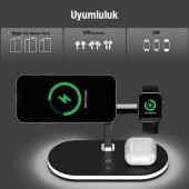 Coofbe 15W 4in1 Gece Lambalı Magsafe Kablosuz Şarj Standı, İphone, Apple watch ve Airpods Pro/2 Şarj - 5