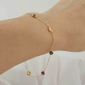 Renkli taşlı altın bileklik 1.35 Gram thumbnail 2