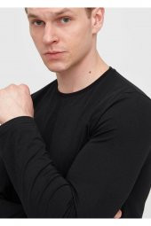 Erkek Siyah Bisiklet Yaka Battal Sweatshirt - 4