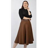 SORALLİNE KADIN KLOŞ ETEK 70 CM BOYUNDA KIŞLIK 780 KAHVE - 1