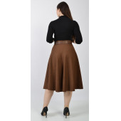 SORALLİNE KADIN KLOŞ ETEK 70 CM BOYUNDA KIŞLIK 780 KAHVE - 4