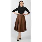 SORALLİNE KADIN KLOŞ ETEK 70 CM BOYUNDA KIŞLIK 780 KAHVE - 5