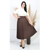 SORALLİNE KADIN PLİSOLEY ETEK 781 KAHVERENGİ - 4