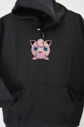 QUMRU Jigglypuff Nakış İşlemeli Unisex Kapüşonlu Sweatshirt - 3